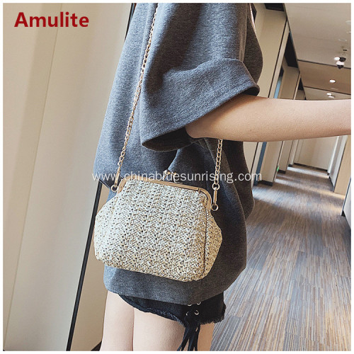 Ladies fashion bags women shoulder woven straw handbags